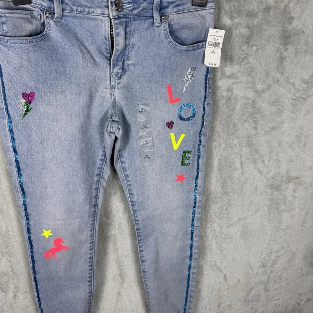 GAP Girls High Stretch Super Skinny Jeans Sz 12 Light Bling‎ LOVE NWT
